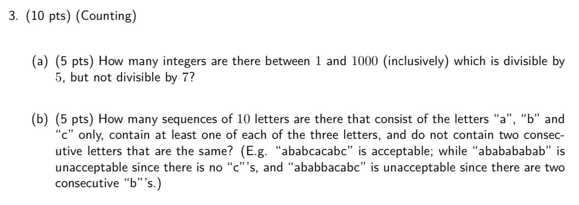 Solved (a) (5 pts) How many integers are there between 1 and | Chegg.com