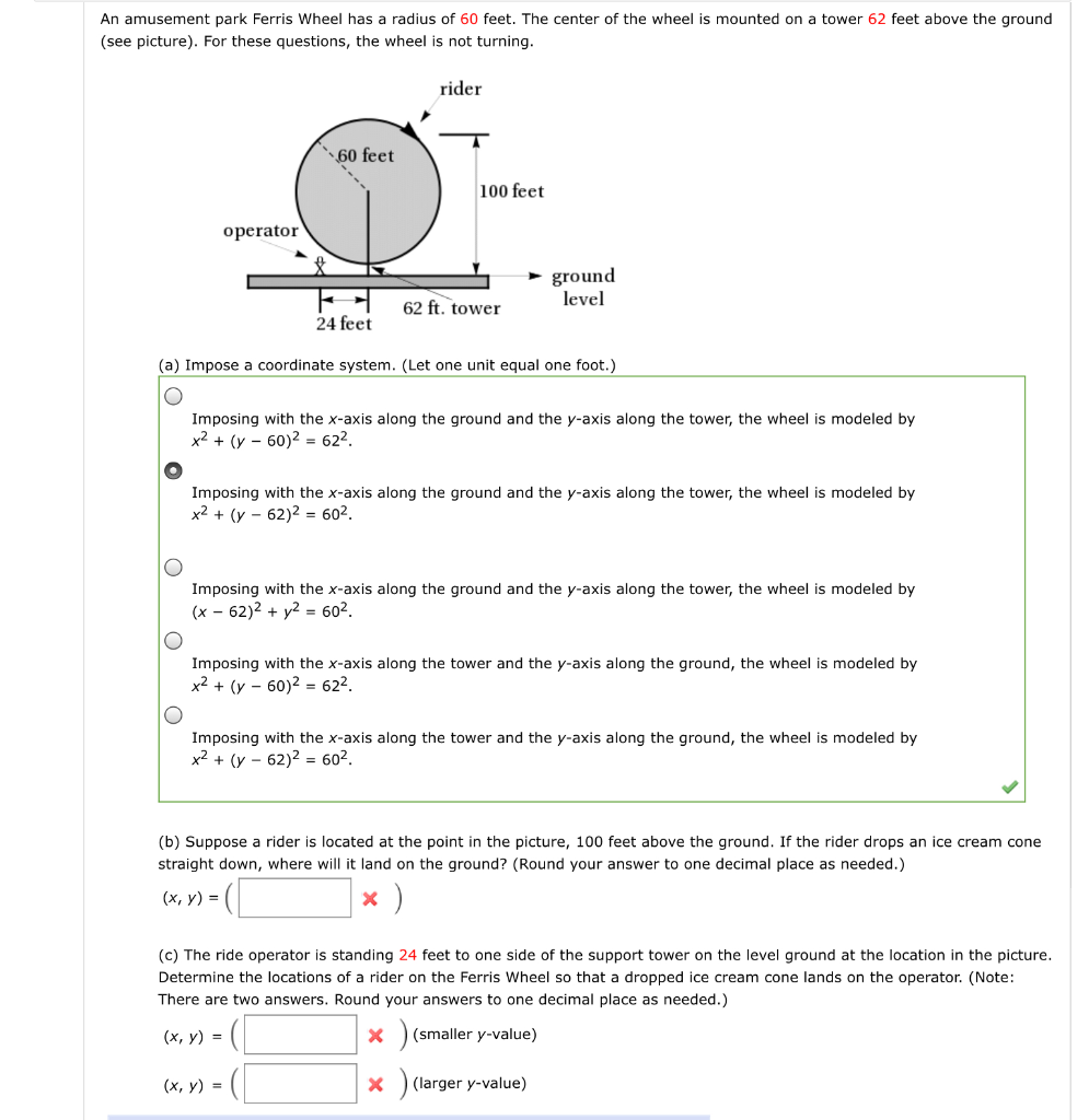 Solved An Amusement Park Ferris Wheel Has A Radius Of 60 | Chegg.com