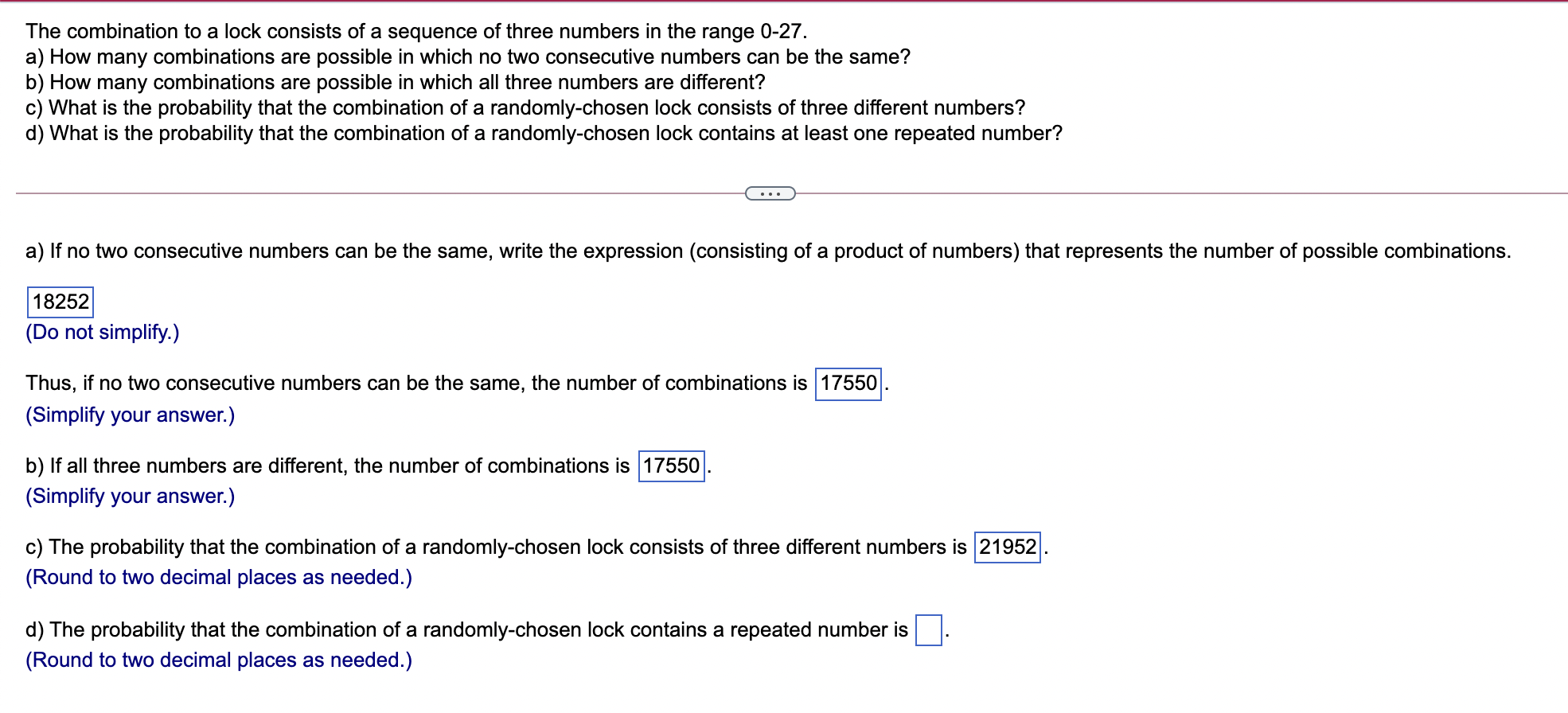 Solved The combination to a lock consists of a sequence of | Chegg.com