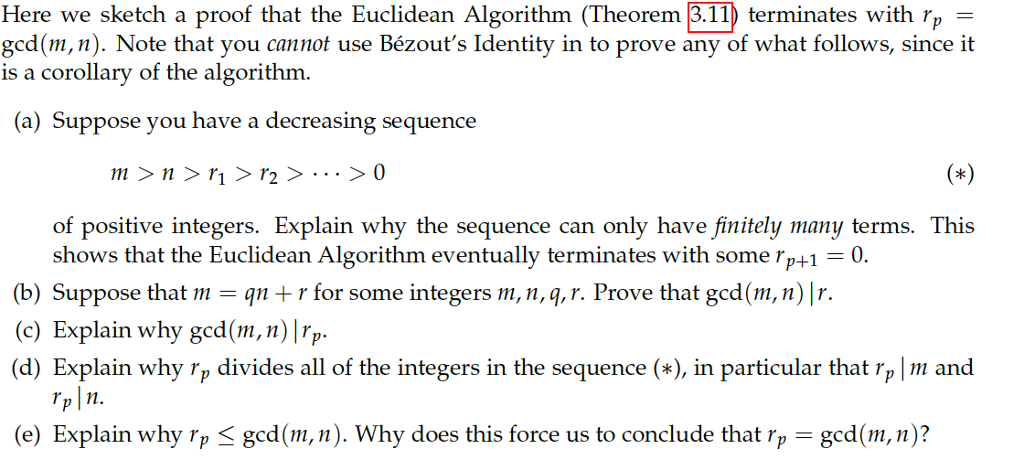 Solved Here We Sketch A Proof That The Euclidean Algorithm | Chegg.com