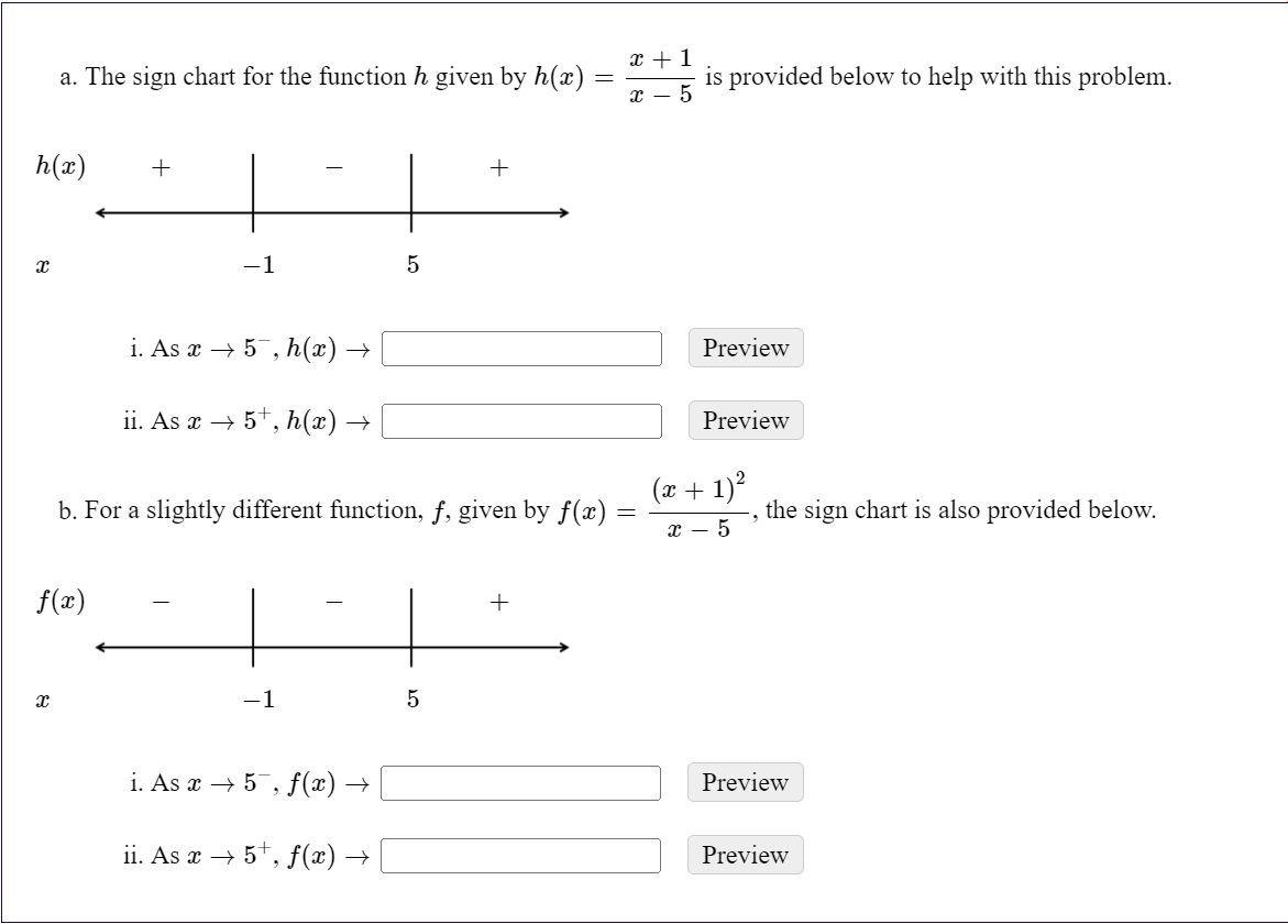 Solved a. The sign chart for the function h given by | Chegg.com