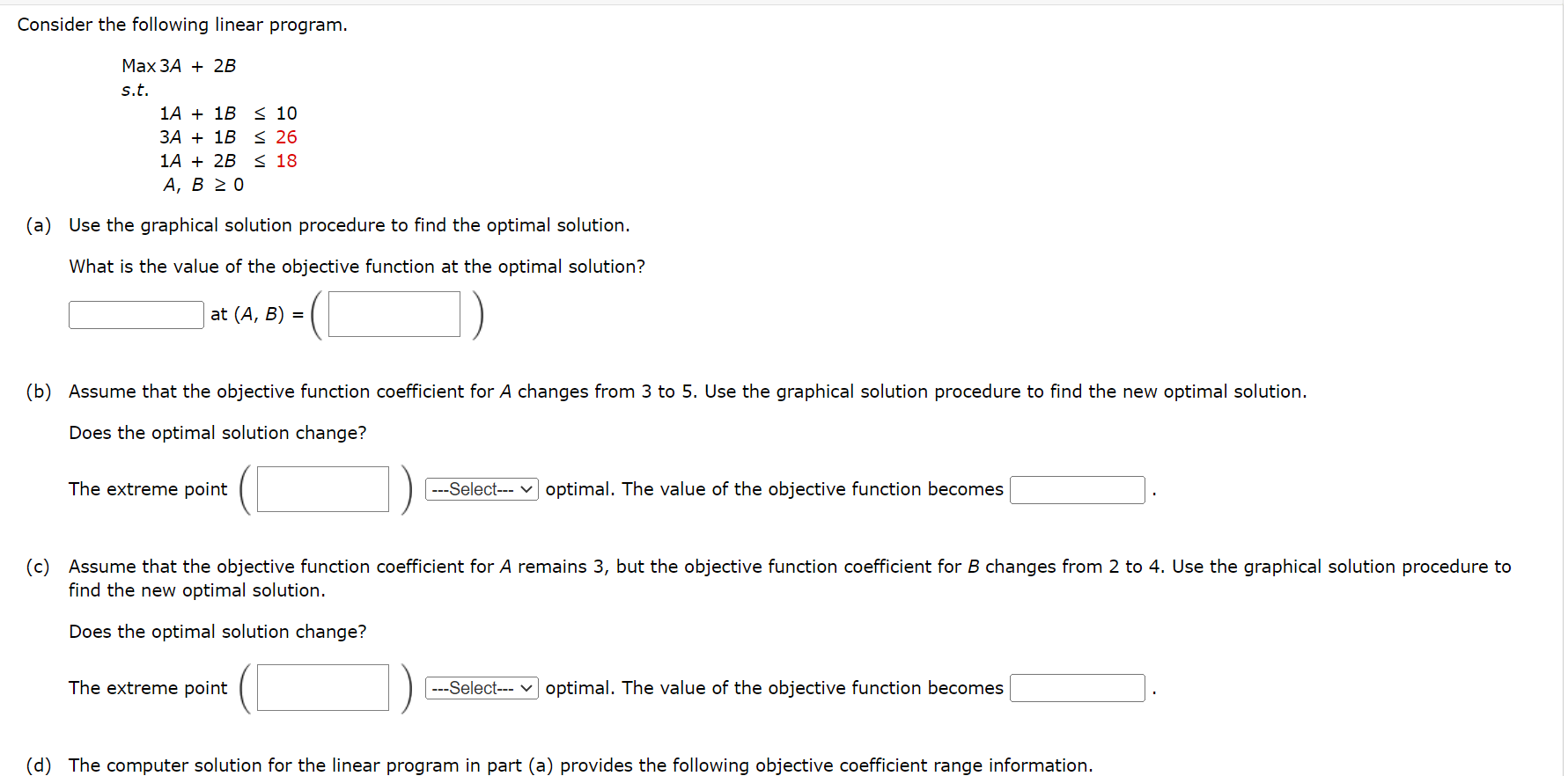 Solved Consider the following linear program. Max 3A+2B | Chegg.com