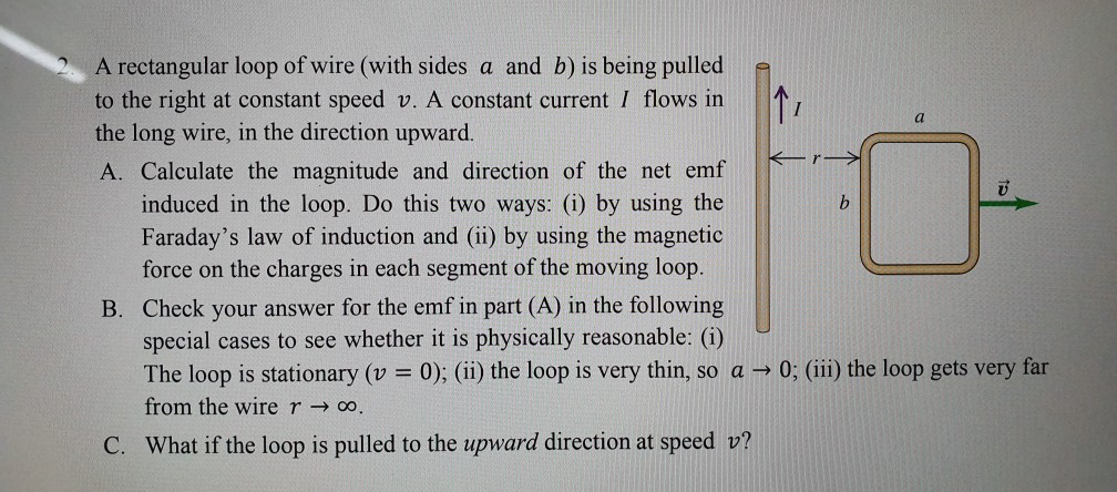 Solved A rectengular loop of wire (with sides a and b) is | Chegg.com
