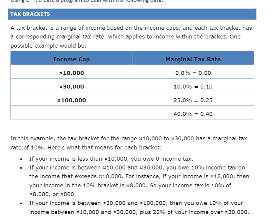 Solved TAX BRACKETS A Tax Bracket Is A Range Of Income Based | Chegg.com