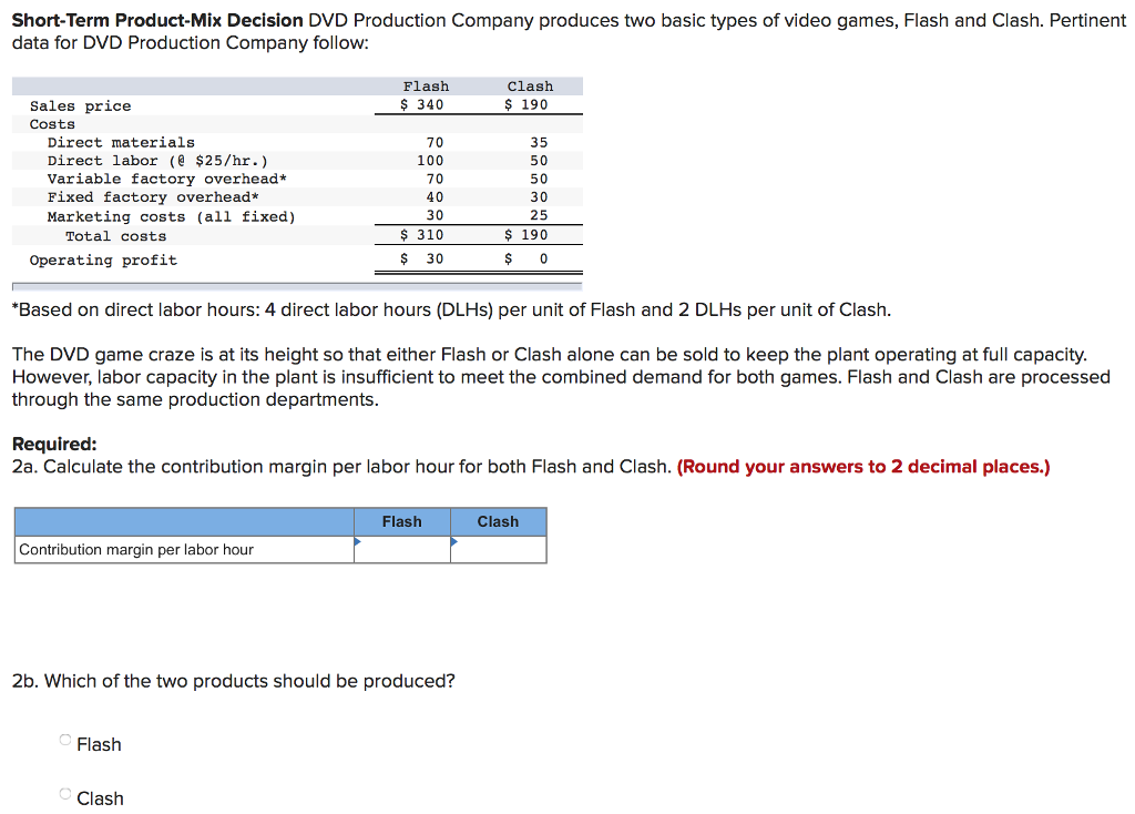 Solved ShortTerm ProductMix Decision DVD Production