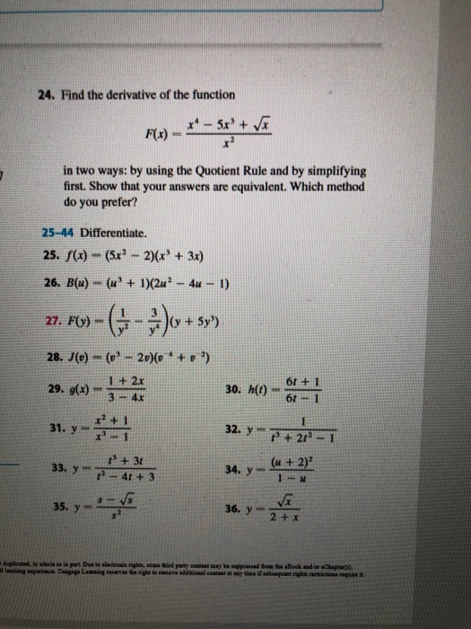 Solved 24. Find the derivative of the function in two ways: | Chegg.com