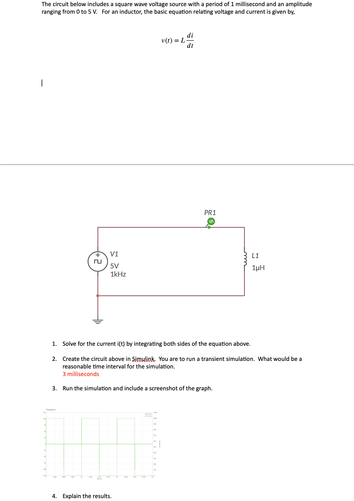 Solved The circuit below includes a square wave voltage | Chegg.com