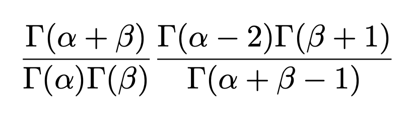 Solved Γ(α + β) Γ(α – 2)Γ(β +1) Γ(α)Γ(β) Γ(α + β – 1) | Chegg.com