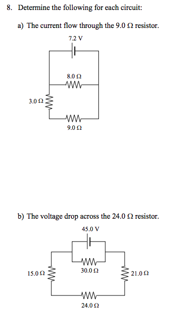 Solved 8. Determine the following for each circuit: a) The | Chegg.com