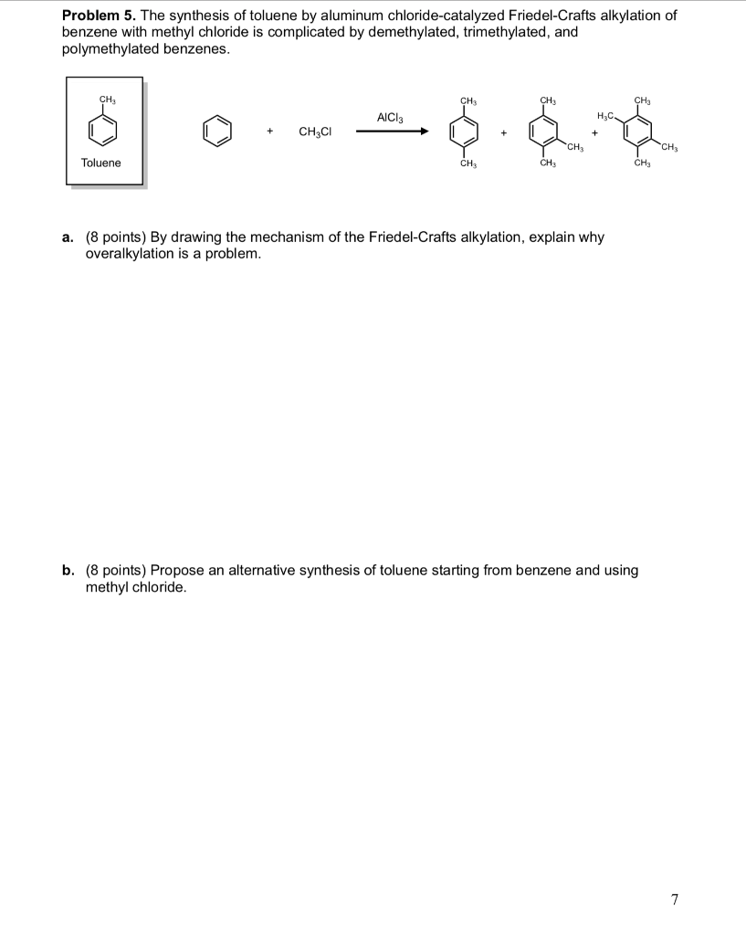 Solved Problem 5. The synthesis of toluene by aluminum | Chegg.com