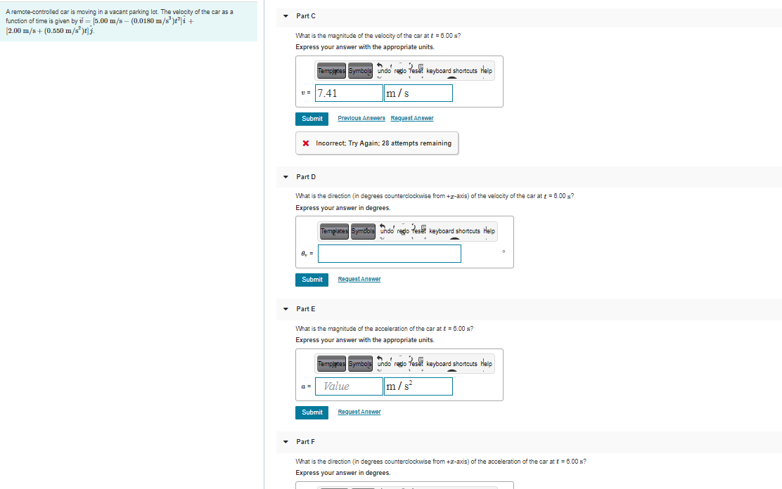 Solved Part C A remotecontrolled car is moving in a vacant