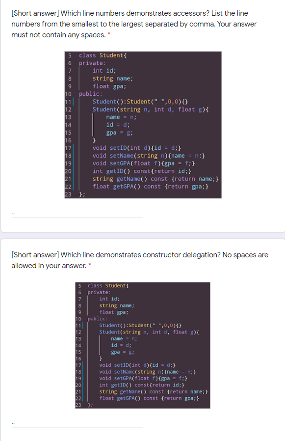 Solved [Short answer] Which line numbers demonstrates | Chegg.com