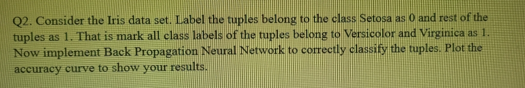 Solved Q2. Consider the Iris data set. Label the tuples | Chegg.com