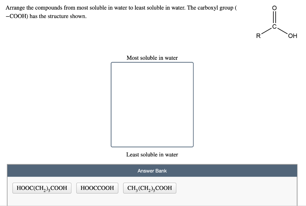 solved-o-arrange-the-compounds-from-most-soluble-in-water-to-chegg