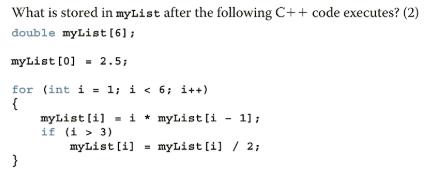 Solved What is stored in myList after the following C++ code | Chegg.com