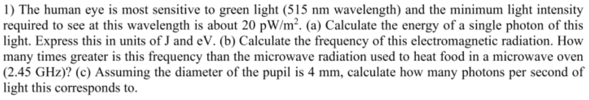 the human eye is sensitive to light with wavelength