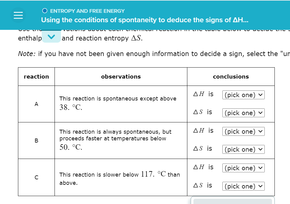 Solved O ENTROPY AND FREE ENERGY Using the conditions of | Chegg.com