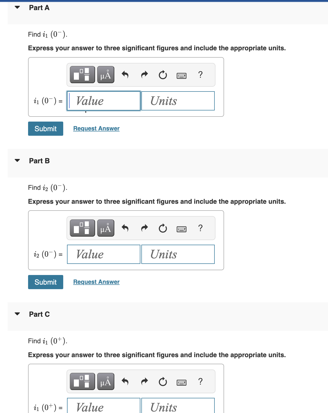 Solved Figure 1 of 1Find i1(0−) Express your answer to three | Chegg.com