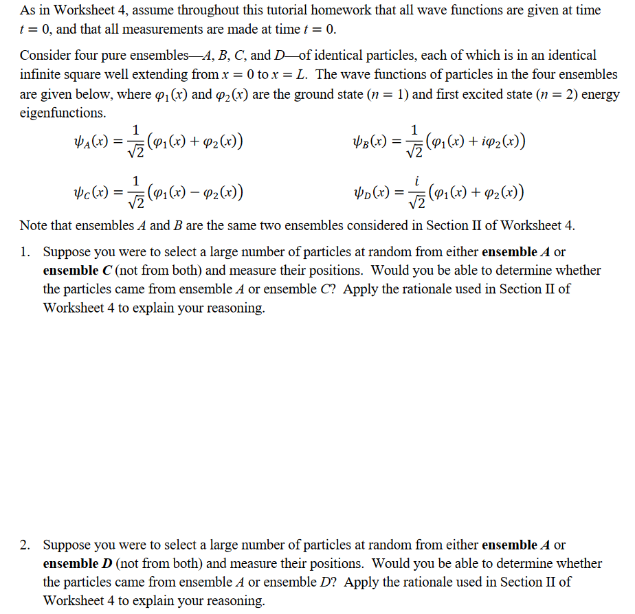 As In Worksheet 4, Assume Throughout This Tutorial... | Chegg.com