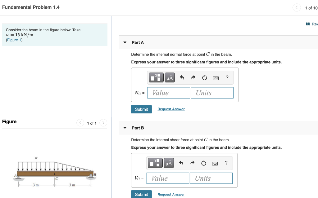 Solved Fundamental Problem 1.4 1 of 10 Rev Consider the beam | Chegg.com