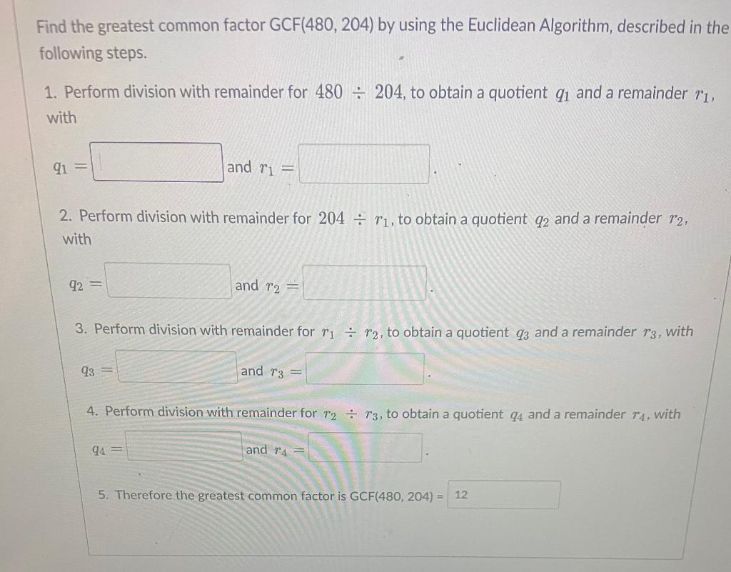 find the greatest common factor of 24 and 204