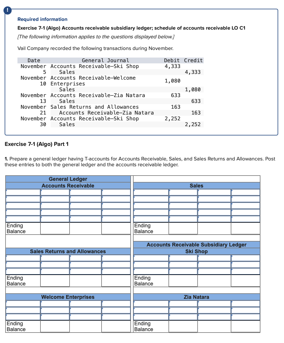 Solved Required information Exercise 71 (Algo) Accounts