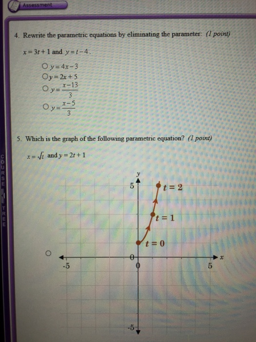 Solved Precalculus B: Parametric Functions Test Page 1 of | Chegg.com