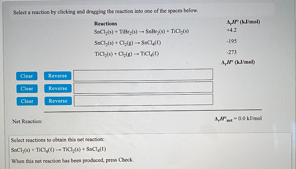 Solved Select a reaction by clicking and dragging the | Chegg.com