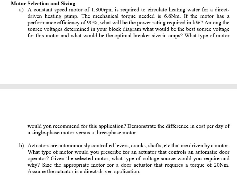 pump motor sizing