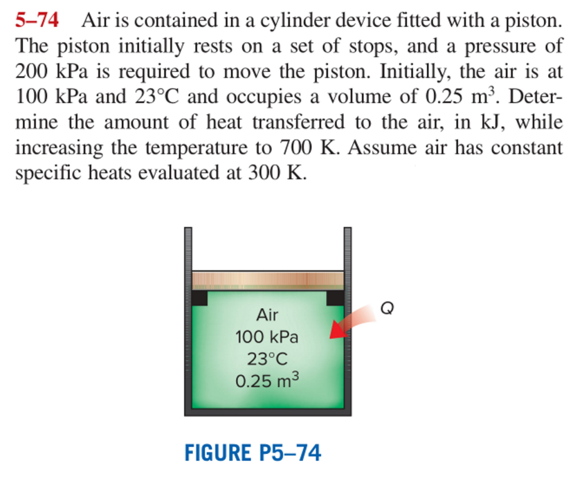 Solved 5-74 Air is contained in a cylinder device fitted | Chegg.com