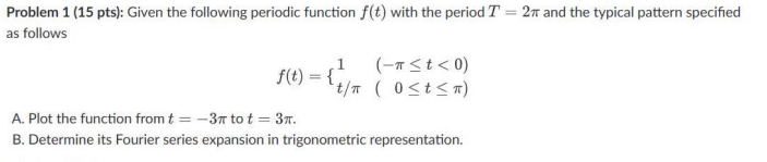 Solved Problem 1 (15 pts): Given the following periodic | Chegg.com