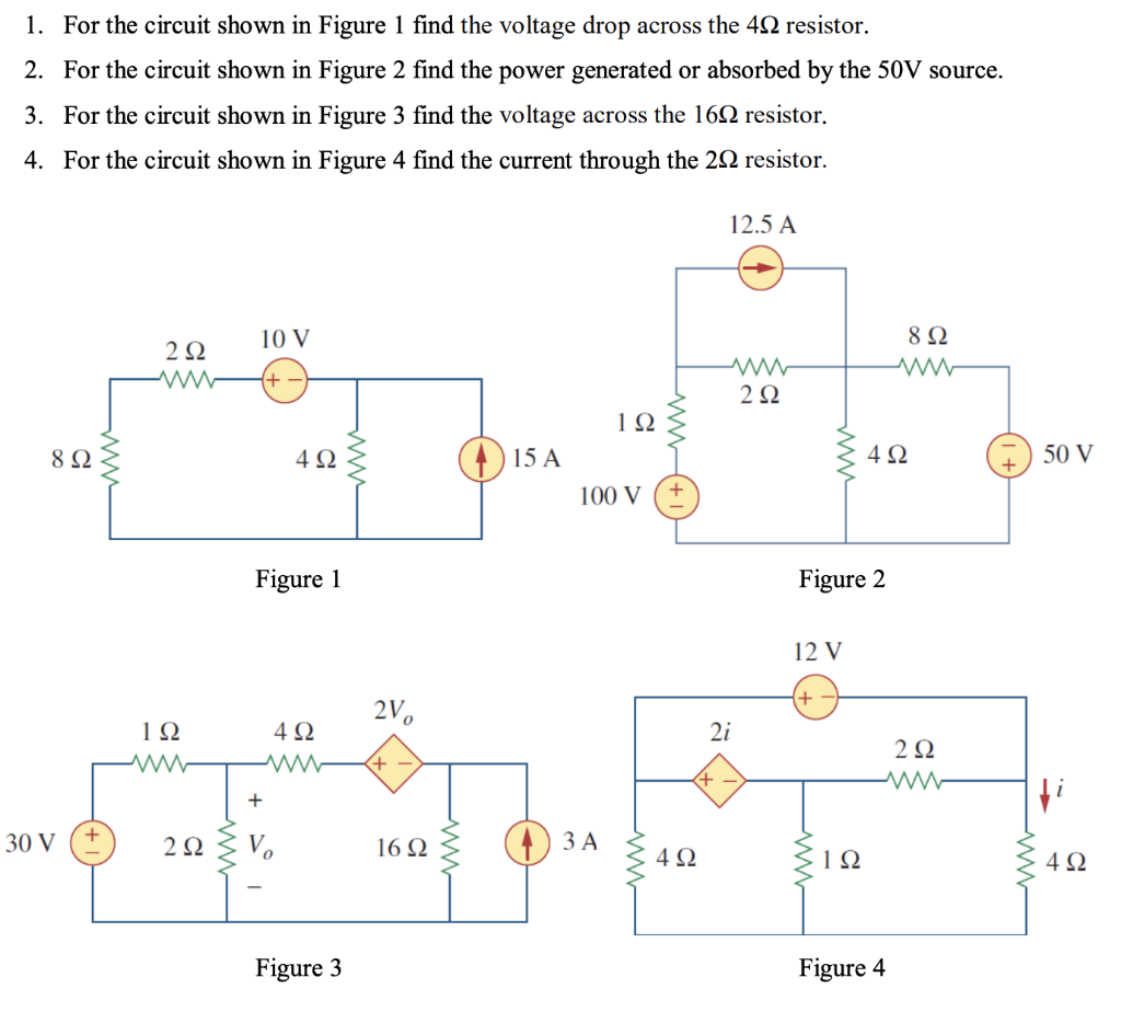 Solved 1. For the circuit shown in Figure 1 find the voltage | Chegg.com