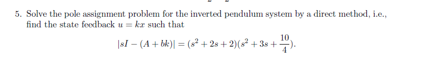 pole assignment problem