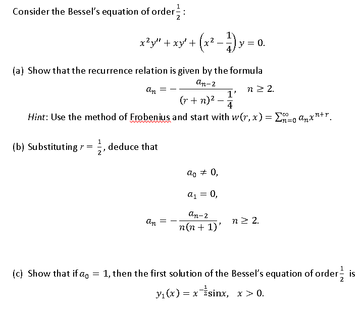 Consider The Bessel S Equation Of Order X2y Chegg Com