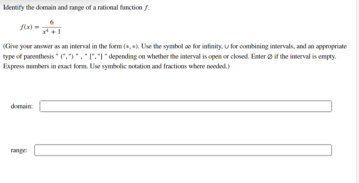 Solved Identify the domain and range of a rational function | Chegg.com