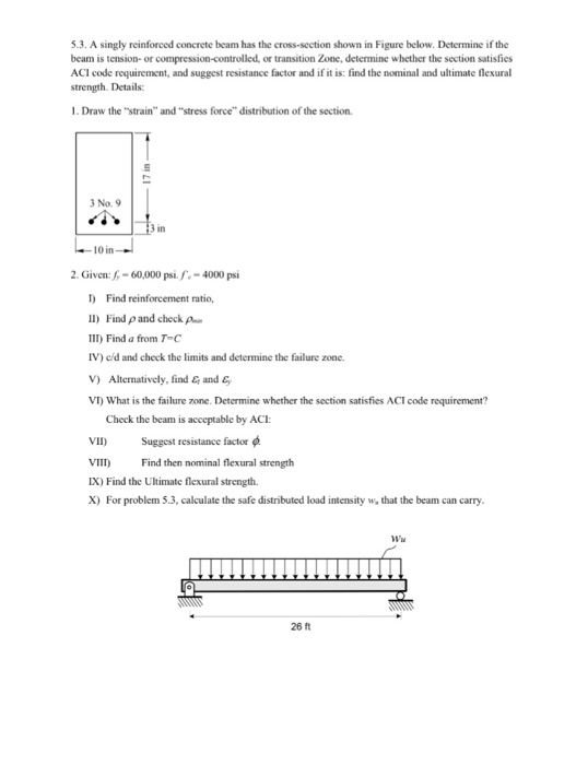 Solved A Reinforced Concrete Beam Has A Width Of 310mm And An