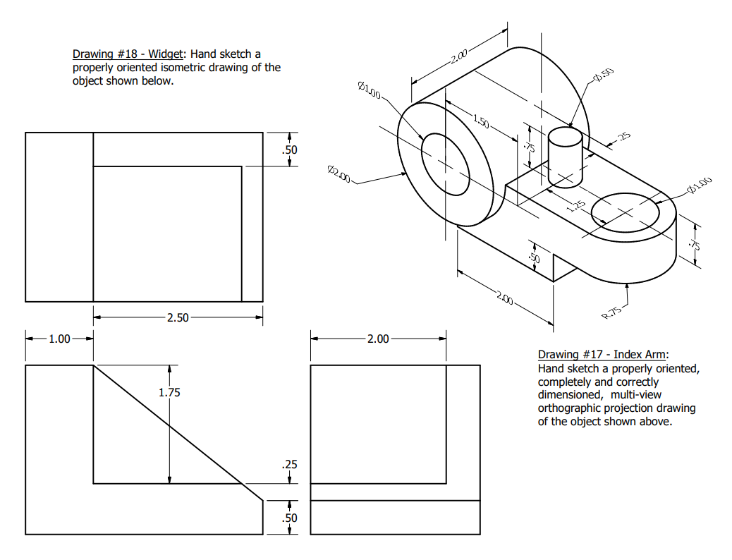 Solved Drawing 18 Widget Hand sketch a properly oriented