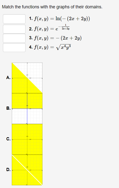 Solved Match the functions with the graphs of their domains. | Chegg.com