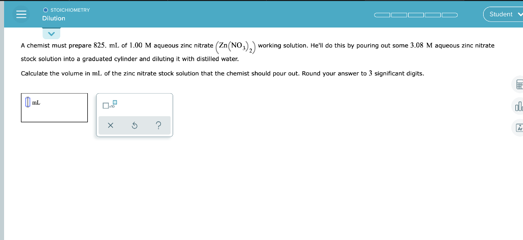 Solved O STOICHIOMETRY Dilution OOOOD (Student A chemist | Chegg.com