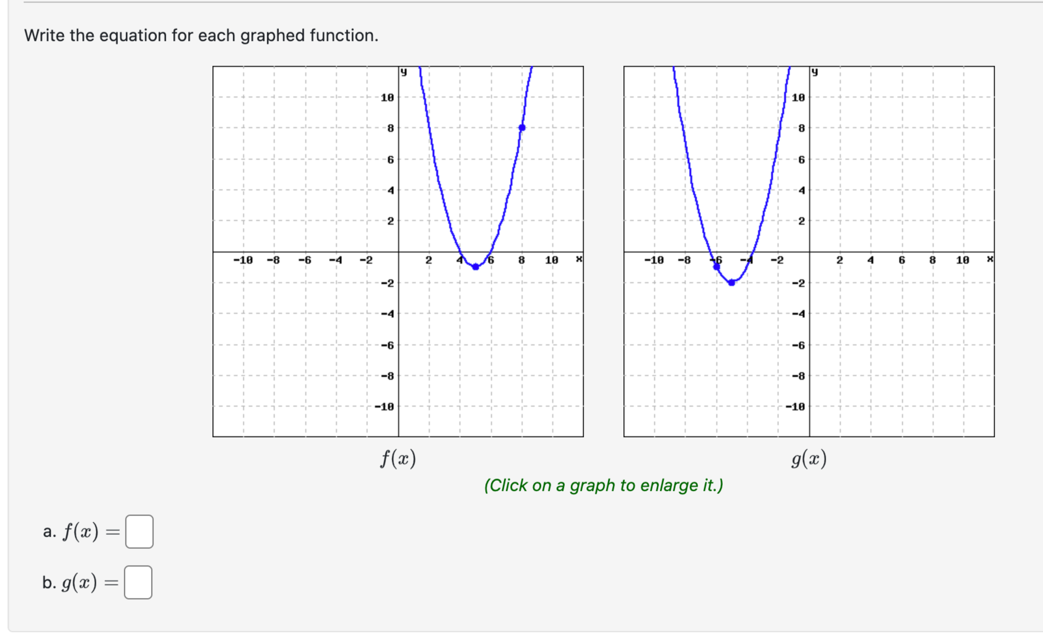 Solved Write the equation for each graphed function.(Click | Chegg.com