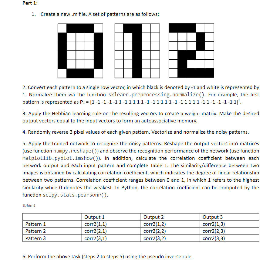 Solved 1. Create a new .m file. A set of patterns are as | Chegg.com