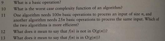 Solved 9 What is a basic operation? 10 What is the worst | Chegg.com