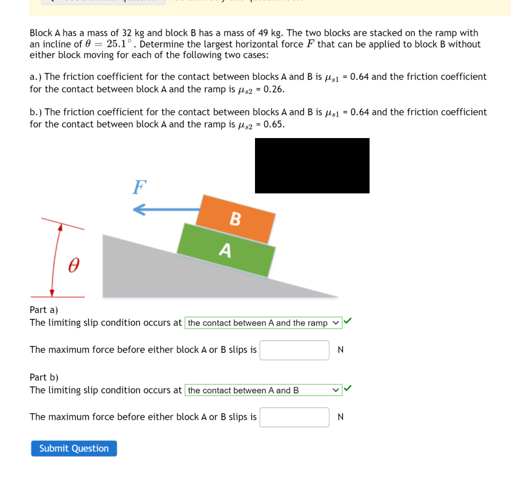 Solved Block A Has A Mass Of 32 Kg And Block B Has A Mass Of | Chegg.com