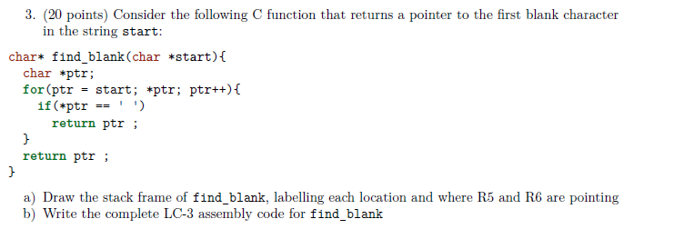 3. (20 points) Consider the following C function that | Chegg.com