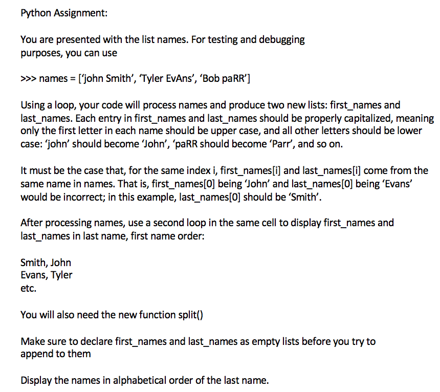 Solved Python Assignment: You are presented with the list | Chegg.com
