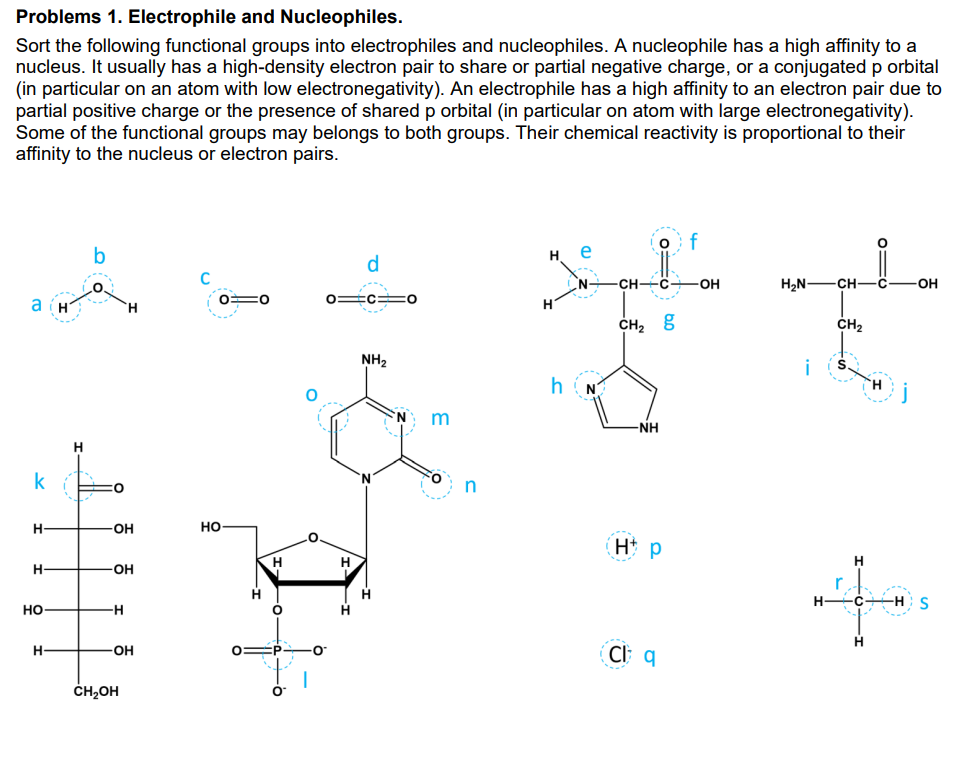 Solved Problems 1. Electrophile And Nucleophiles. Sort The | Chegg.com