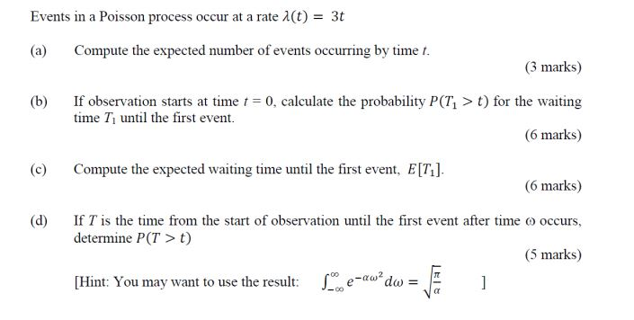 a system experiences shocks that occur in accordance with a poisson process having a rate of 1/hour.