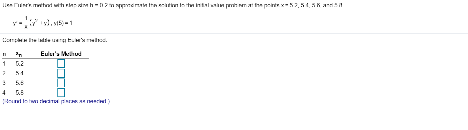 Solved Use Euler's method with step size h = 0.2 to | Chegg.com