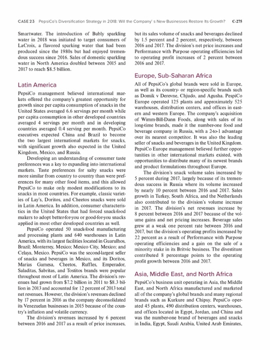 CASE 23 pepsicos diversification strategy in 2018: will the company s new businesses restore its growth? c275 smartwater. th