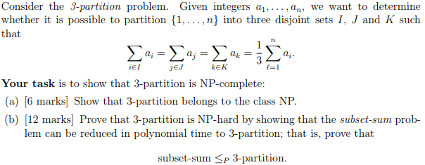 Consider The 3-partition Problem. Given Integers A1, | Chegg.com